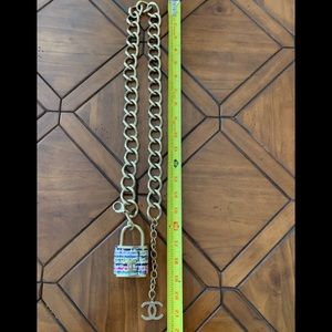 Chanel Limited Runway Tweed Padlock Chain Belt